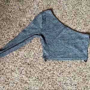 One shoulder form fitting crop tee